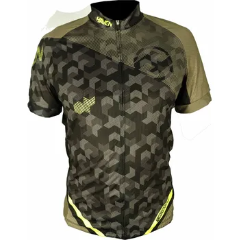 cyklistický dres Dres HAVEN SINGLETRAIL men khaki/yellow, velikost S (Barva khaki/žlutá)
