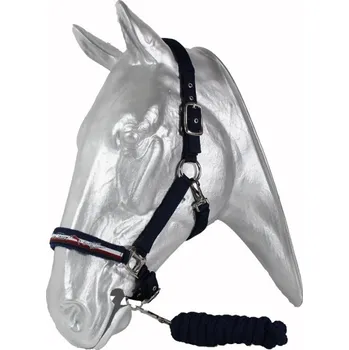 Sport KENTAUR Ohlávka podl. fleecem se stuhou Kentaur + vodítko modrá/červená Full