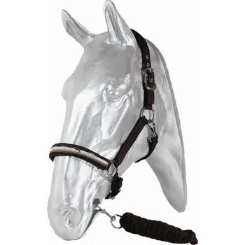 Sport KENTAUR Ohlávka podl. fleecem se stuhou Kentaur + vodítko béžová/hnědá Cob