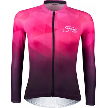 cyklistický dres Dres FORCE GEM dámský, dlouhý rukáv, růžový (Barva růžová, velikost S)