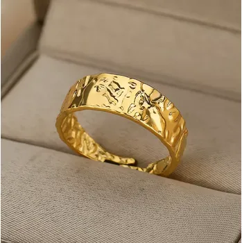 Prsten B-TOP Dámský nastavitelný prsten z pozlacené oceli s nepravidelným povrchem