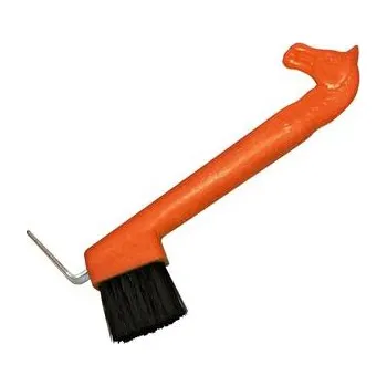 Čištění pro koně Háček na kopyta s kartáčkem Koníček červený, Barva oranžová