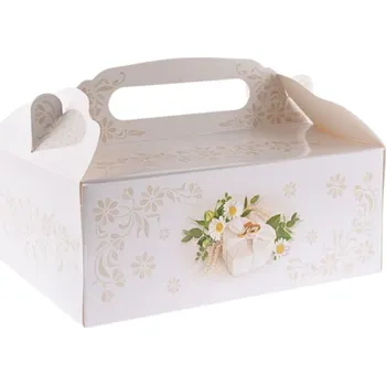 Svatební dekorace Paper Design Dortová krabice 20x15x8cm srdíčko s květinami