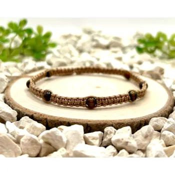 Náramek Certom Macramé náramek s tygřím okem na hnědém nylonu 0296