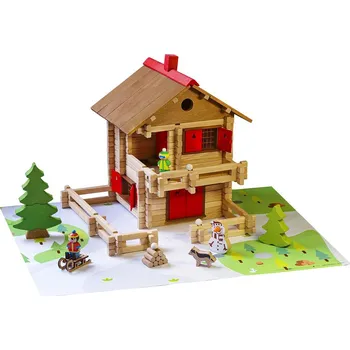 ostatní stavebnice Jeujura Dřevěná stavebnice 215 dílů Velká alpská chata