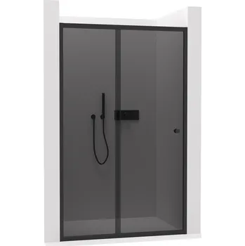 CERANO - Sprchové posuvné dveře Varone POINT L/P - 6 mm - černá matná, grafitové sklo - 150x195 cm