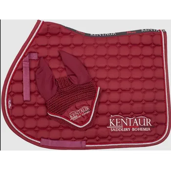 Jezdecké sedlo KENTAUR Dečka + čabraka oboustranné logo Kentaur vínová
