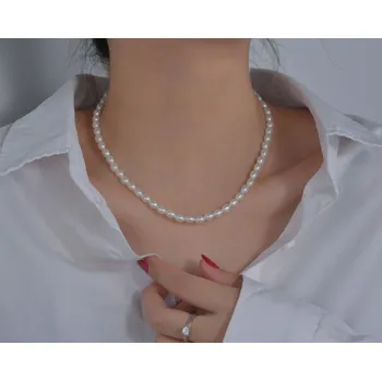 Náhrdelník B-TOP Dámský náhrdelník z bílých oválných perel