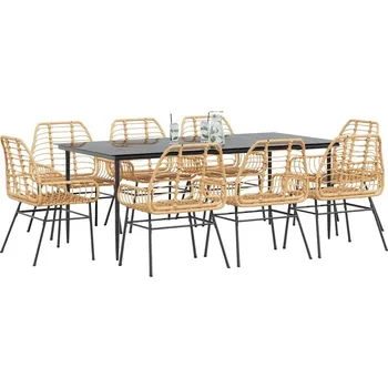 Zahradní sestava vidaXL 9dílný zahradní jídelní set polyratan sklo [3334442] Barva: Hnědá