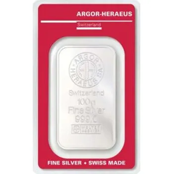 Sběratelství Investiční stříbro - stříbrný slitek 100g Argor Heraeus SA
