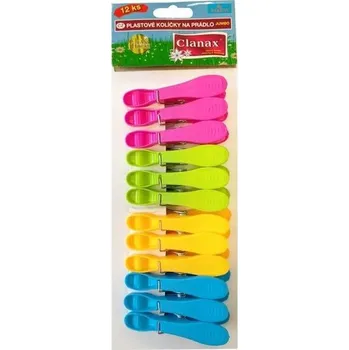 Kolíček na prádlo Clanax Jumbo plastové kolíčky na prádlo 12 ks vícebarevné