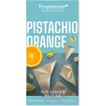 Cukrovinka Benjamíssimo Čokoláda s pistácií & pomerančem bez přidaného cukru BIO (60 g)