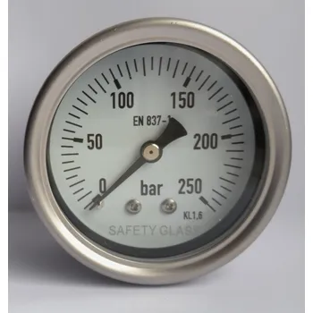 Manometr celonerezový pr.63mm, zadní přípoj G1/4", rozsah 0-250 bar