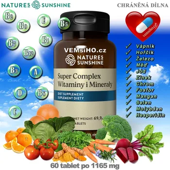 ❤️ NSP Vitamíny a Minerály Super Complex | PATENTOVANÁ SMĚS | AKCE: SLEVA - 12 % až - 20 % ❤️ 60 tablet po 1165 mg ❤️ Nature's Sunshine® USA ❤️ VEMsiHO.cz - CHRÁNĚNÁ DÍLNA ❤️ Natures Sunshine ❤️