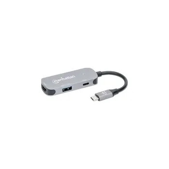 MANHATTAN Dokovací stanice USB-C 3v1, 1xHDMI, 1xUSB-C, 1xUSB, šedá 190299
