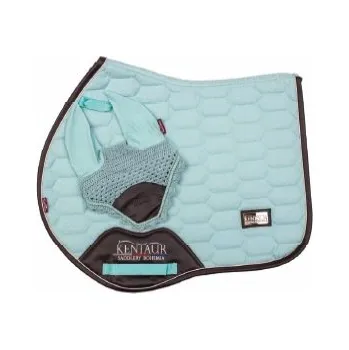 Jezdecké sedlo Podsedlová dečka JQ lem koženka + náušníky tyrkysová