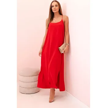 Dámské šaty Kesi Włoski Dlouhá šaty na ramínka červená Kesi Włoski krémová | červená 3371785