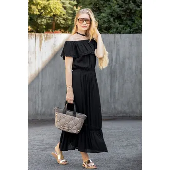 Dámské šaty Top Secret dámské maxi šaty s krajkou černé Velikost: 36