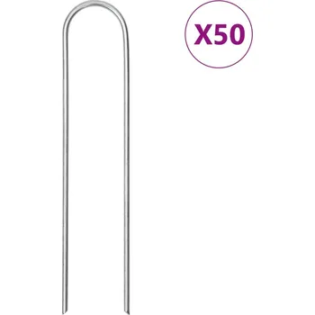 vidaXL Zemní kolíky tvaru U 50 ks 15 x 3,5 cm pozinkovaná ocel [4009364]