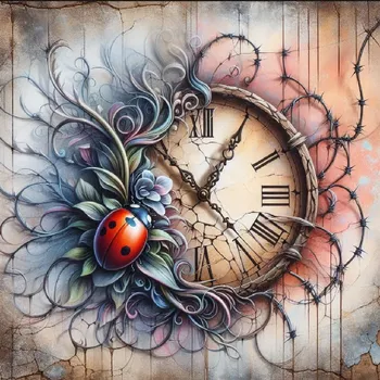 Látkový panel - Ciferník, beruška - MO-85 Velikost: 30x30cm, Materiál: Bavlna