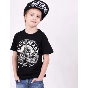 Chlapecké tričko Dětské Motorkářské Triko BLACK HEART CHOPPER KID Barva: Černá, Velikost: 7-8-R