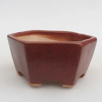 Květináč Keramická bonsai miska 9,5 x 9 x 4,5 cm hnědá