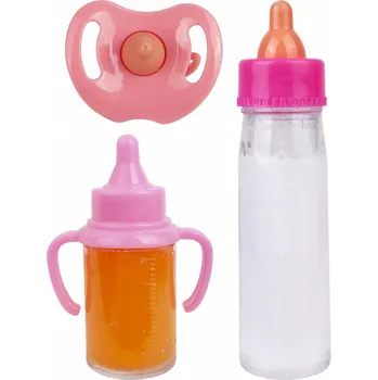 Doplněk pro panenku Sada kouzelná láhev mléko lahvička džus dudlík pro panenku