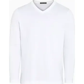Pánské tričko PORSCHE DESIGN Long-sleeve V-neck T-shirt Tričko s dlouhým rukávem a výstřihem do V bílá (Minimalistická košile s dlouhým rukávem s dvojitým přehnutým výstřihem do V.)