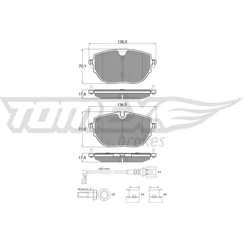 Brzdová destička Sada brzdových destiček, kotoučová brzda TOMEX Brakes TX 60-62
