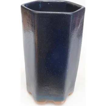 Květináč Keramická bonsai miska 9,5 x 8,5 x 14,5 cm modrá