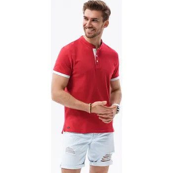 Pánské polo tričko bez límečku - červené V2 S1381 - S