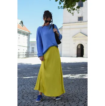 Dámská sukně LIMETKOVÁ DLOUHÁ SATÉNOVÁ SUKNĚ PECA del SOL