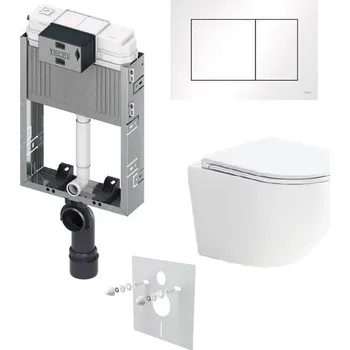 WC sada Tece Set modulu pro zazdění, WC EBS Vortex Rimless, sedátka a tlačítka, bílá