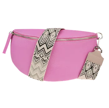 Kabelka NovaKabelka.cz Kožená italská crossbody kabelka Reni Grande Flamingo s přídavným popruhem III