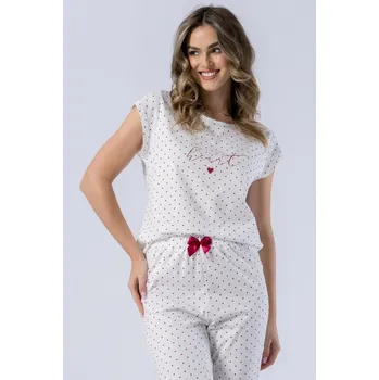 Dámské oblečení JAKS Dámské pyžamo srdíčkové bílé Kaja Velikost: S