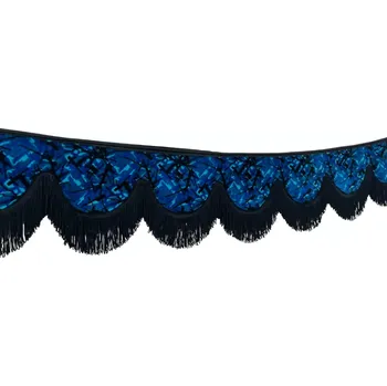 Ochranný autopotah Bordura do kamionu univerzální – modrá dánská plyš, černé střapce