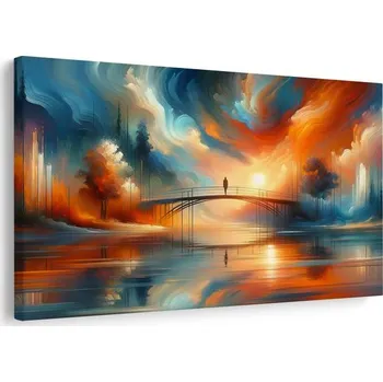 Obraz Dovido Obraz silueta na mostě při západu