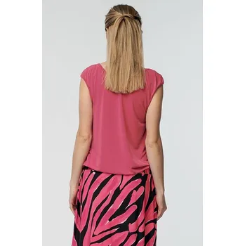 Dámská halenka Volnější růžová dámská halenka s výstřihem do V a délkou do gumičky 7737 velikost 3XL