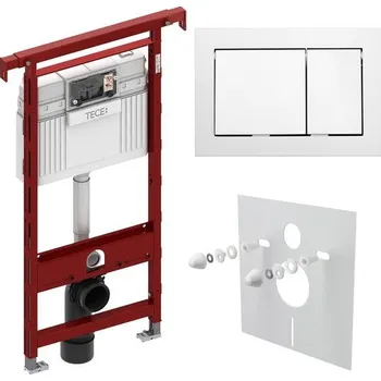 WC sada Tece Modul do bytového jádra s rozpěrou, tlačítko bílé, zvukoizolační vložka