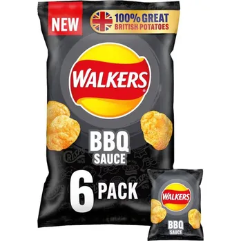 Walkers bramborové chipsy s příchutí barbecue omáčky 6 x 25 g