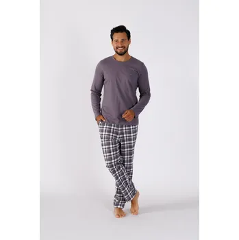 Pánské pyžamo JAKS Pánské pyžamo s dlouhým rukávem šedé Maxim Velikost: M