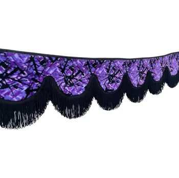 Ochranný autopotah Bordura do kamionu univerzální – fialová dánská plyš, černé střapce