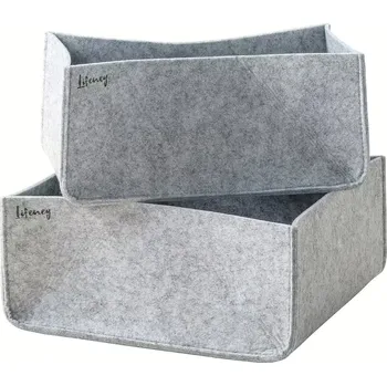 Úložný box Lifeney Organizéry do zásuvek sada 2 kusů (27 x 25 x 12 cm a 27 x 15 x 12 cm) plstěné šedé