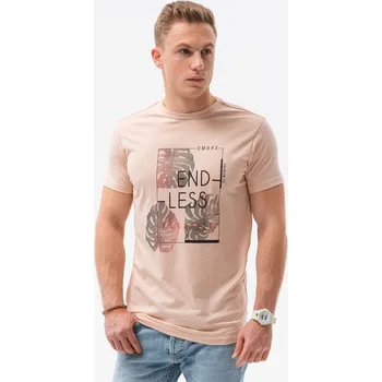 Pánské tričko Pánské tričko s potiskem V-18B- růžová S1434 - XXL