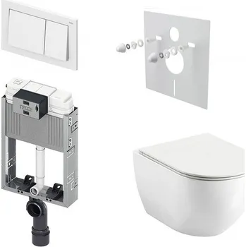 WC sada Tece Set modulu pro zazdění, klozetu EBS Urban City Rimless, sedátka a bílého tlačítka