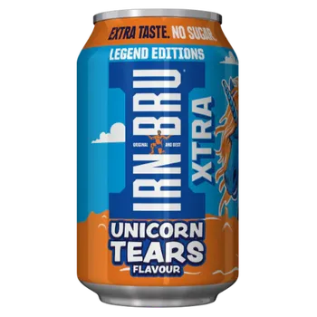 Limonáda Irn-Bru Xtra Unicorn Tears sycený nápoj bez cukru s mystery příchutí 330 ml