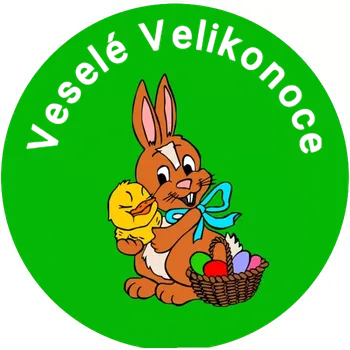 Velikonoční dekorace Samolepící etiketa velikonoční ZAJÍČEK 3,5 cm - česká