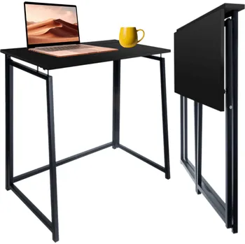 Psací stůl Skládací stůl NORDIC v industriálním stylu s dřevěnou deskou a kovovým tělem černý
