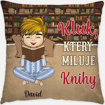 Polštář Polštář - Kluk, který miluje knihy 40cm x 40cm