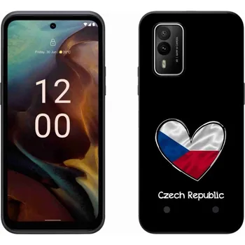 Vlajka Gelový kryt mmCase na Nokia XR21 - vlajka srdce černé pozadí
